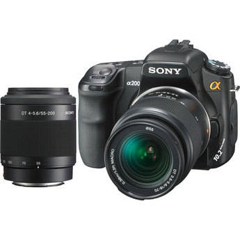 Sony Alpha DSLR-A200 SLR Digital Camera with Sony 18-70mm Lens & 55-200mm Lens 