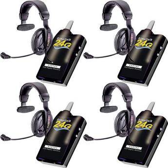 Eartec 4 Simultalk 24G Beltpacks w/ ProLine Single Headsets