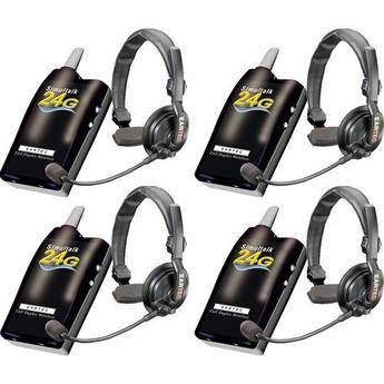 Eartec 4 Simultalk 24G Beltpacks w/ SlimLine Single Headsets