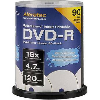 Aleratec DVD-R HydroGuard Inkjet Hub Printable Recordable Disc (Spindle Pack of 90)