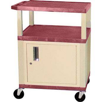H. Wilson Tuffy 24 x 34 x 18" (WxHxD) Cart w/ Locking Cabinet (Burgundy)