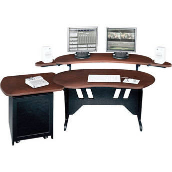 Middle-Atlantic ES+S12D-DC 60" Edit Center Desk with Overbridge & 12 Space Rack (Dark Cherry)