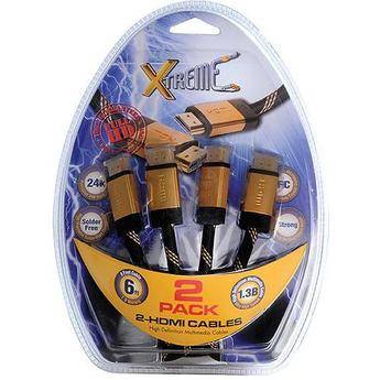 Xtreme Cables Braided HDMI Male to HDMI Male Cable (2 Pack) - 6'