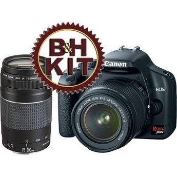 Canon Kit de C�mera Digital SLR EOS Rebel XSi (tamb�m conhecida como 450D) (Preta) com Lente Canon 18-55mm IS e 75-300mm