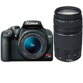 Canon EOS Rebel XS (a.k.a. 1000D) SLR Digital Camera Kit (Black) with 18-55mm IS Lens & 75-300mm III Lens 