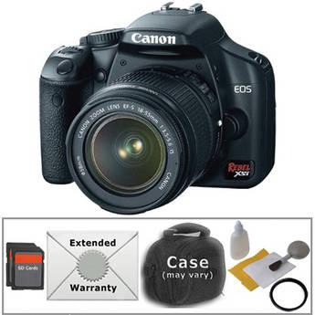 Canon EOS Rebel XSi (a.k.a. 450D) SLR Digital Camera (Black) with 18-55mm IS Lens & Essential Accessory Kit