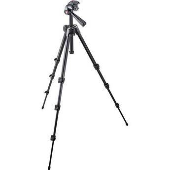 Manfrotto by Bogen Imaging 7321YB 4-Section Aluminum Tripod w/ 3-Way Head - Supports 5.5 lbs (2.5kg) 