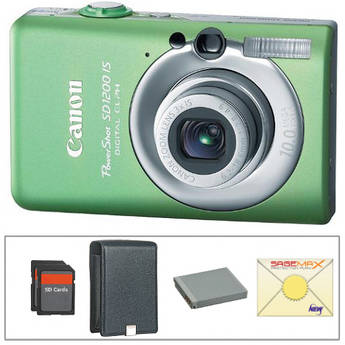 Canon PowerShot SD1200 IS Digital Camera with Delux Accessory Kit  (Green)