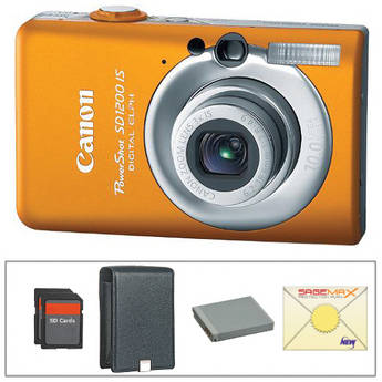 Canon PowerShot SD1200 IS Digital Camera with Delux Accessory Kit  (Orange)