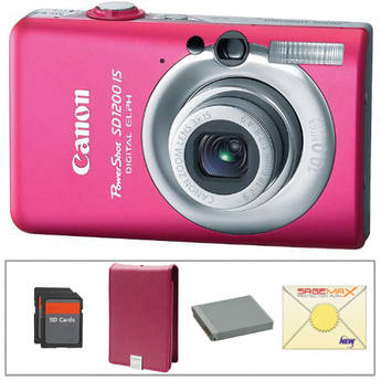 Canon PowerShot SD1200 IS Digital Camera with Delux Accessory Kit  (Pink)