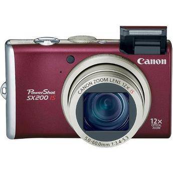 Canon PowerShot SX200 IS Digital Camera (Red) with Deluxe Accessory Kit