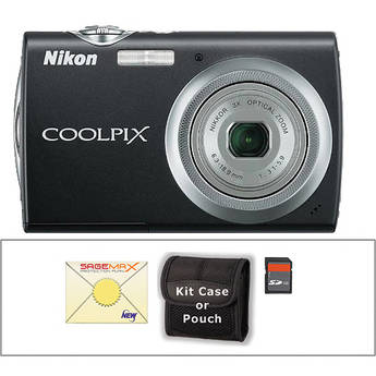 Nikon Coolpix S230 Digital Camera with Deluxe Accessory Kit (Jet Black)