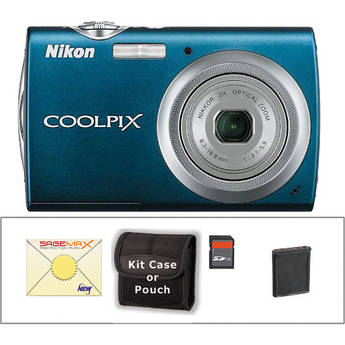 Nikon Coolpix S230 Digital Camera with Deluxe Accessory Kit (Night Blue)