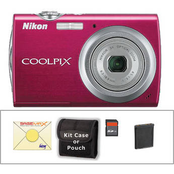 Nikon Coolpix S230 Digital Camera with Deluxe Accessory Kit (Gloss Red)