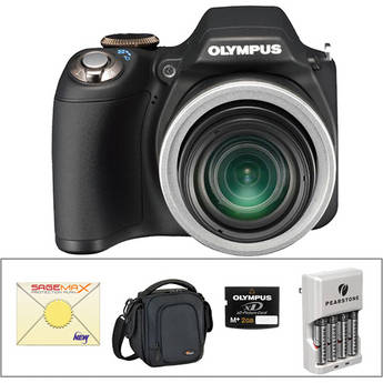 Olympus SP-590UZ Digital Camera with Deluxe Accessory Kit (Black)
