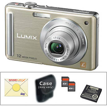 Panasonic C�mera Digital Lumix DMC-FS25 (Dourada) com Kit de Acess�rios Deluxe