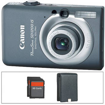 Canon PowerShot SD1200 IS Digital Camera with Basic Accessory Kit  (Dark Grey)