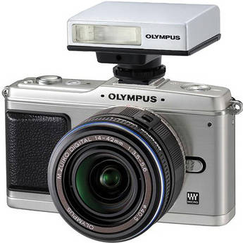 Olympus E-P1 PEN Digital Camera w/ 14-42mm Lens & FL-14 Flash (Silver & Black)