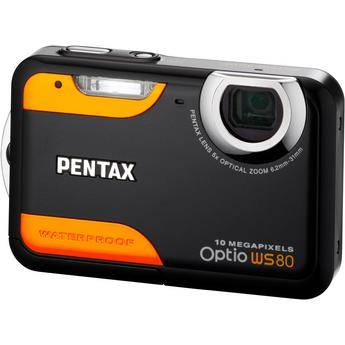 Pentax Optio WS80 Digital Camera (Black with Orange)