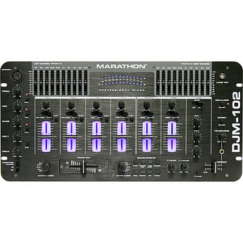 Marathon DJM-102 4-Channel DJ Mixer Digital Sound Effects and Variable Delay  