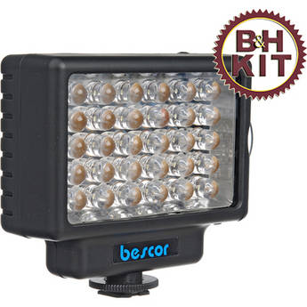 Bescor LED-35D - Kit de Luz LED na C�mera com Dimmer de 35W e Adaptador de Montagem de Sapata Universal