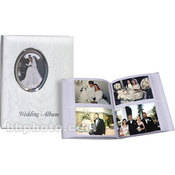 Pioneer Photo Albums Oval Framed Wedding Album (Holds 200 4x6", White Moire Fabric Cover)