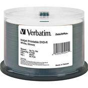 Verbatim DVD-R Glossy White Inkjet Printable Recordable Disc (Spindle Pack of 50)
