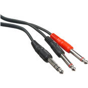 Whirlwind Console Insert Y-Cable 1/4" TRS Male to 2x 1/4" TS Male Molded - 15