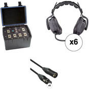 Eartec Six-Person Wired Intercom System with Dual-Sided Headsets (TCS)