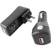 GGI Home and Car Charging Kit for USB Powered MP3 Players - Black