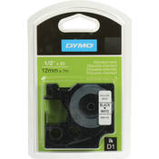 Dymo 45113 D1 Tape Cassette (Black Print, White Tape - 1/2" x 23