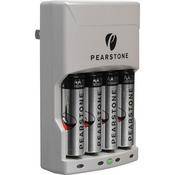 Pearstone Carregador de 4 Horas com Quatro Baterias AA NiMH de 2900mAh