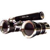 LaScala Optics 3x25 Iolanta Opera Glass with Handle & Red Flashlight - Black & Silver