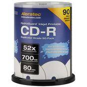 Aleratec CD-R HydroGuard Inkjet Hub Printable Recordable Disc (Spindle Pack of 90)