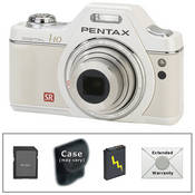 Pentax Optio I-10 Digital Camera with Deluxe Accessory Kit (Pearl White)