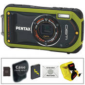 Pentax Optio W90 Compact Digital Camera with Deluxe Accessory Kit (Green)