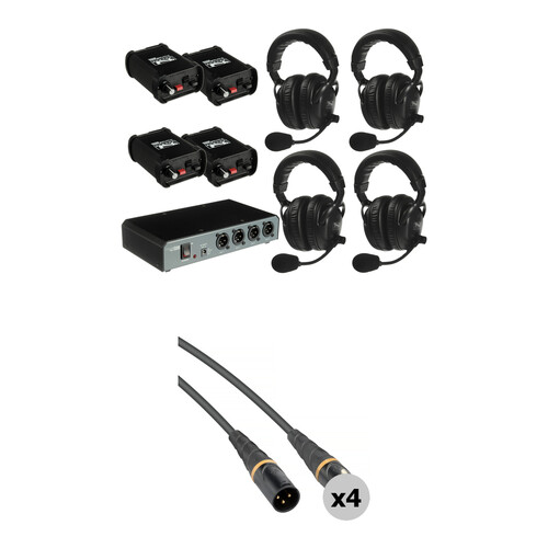 Porta-Com COM40FCC - 4 Headset Wired Intercom with Cables