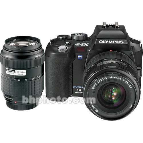 Olympus Evolt E-500 Digital Camera (Black) with 14-45mm & 40-150mm Zoom Lens