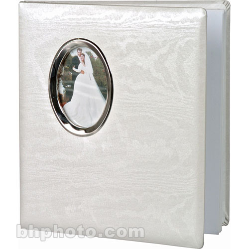 Pioneer Photo Albums Oval Framed Wedding Album - White Moire Cover