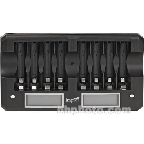 Impact Carregador de Baterias AA/AAA de 8 Baias com Display LCD