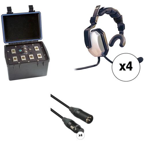 Eartec Four-Person Wired Intercom System with Single-Sided Headsets (TCS)