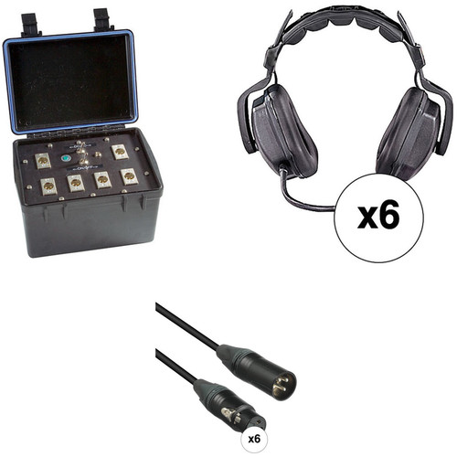 Eartec Six-Person Wired Intercom System with Dual-Sided Headsets (TCS)