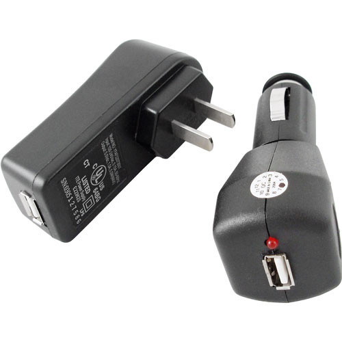 GGI Home and Car Charging Kit for USB Powered MP3 Players - Black