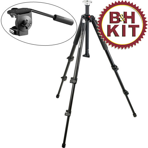 Manfrotto by Bogen Imaging 190XB Tripod Legs (Black) with 3126 (128LP) Micro Fluid Head