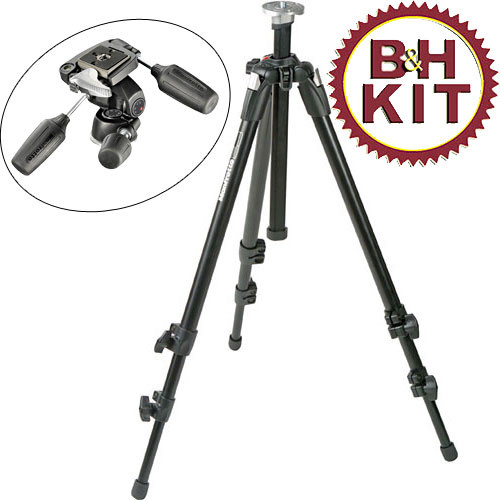 Manfrotto by Bogen Imaging 055XDB Tripod Legs (Black) with 804RC2 3-Way Pan/Tilt Head - Supports 8.8 lbs (4kg)