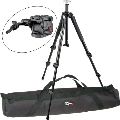 Manfrotto by Bogen Imaging 055XWNB Tripod (Black) with 503HDV Fluid Video Head & Tripod Bag