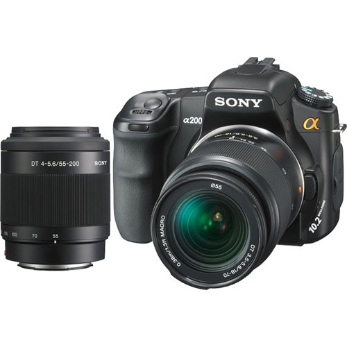 Sony Alpha DSLR-A200 SLR Digital Camera with Sony 18-70mm Lens & 55-200mm Lens 