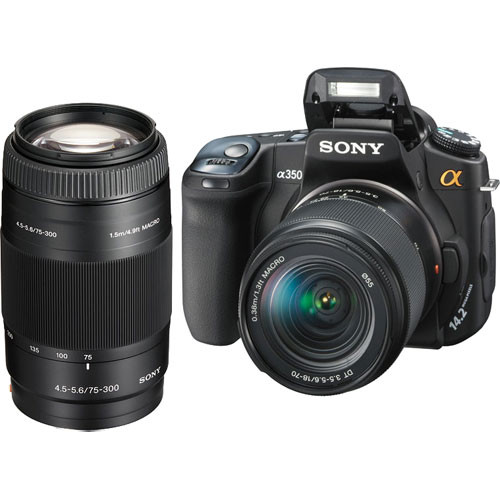 Sony C�mera Digital SLR Alpha DSLR-A350 com Lente Sony 18-70mm e Lente 75-300mm