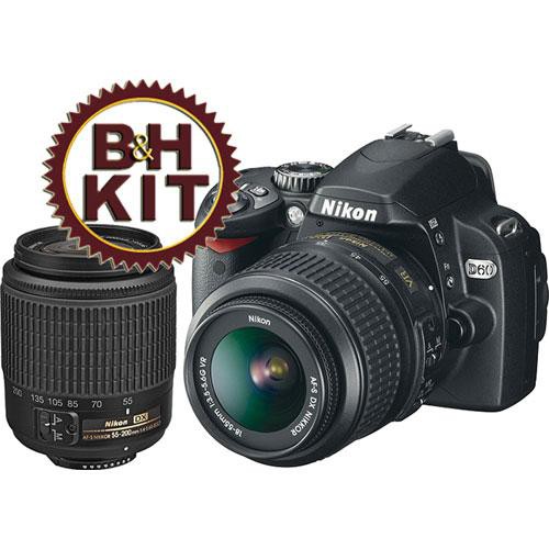 Nikon D60 SLR Digital Camera Kit with 18-55mm VR Lens & 55-200mm Lens