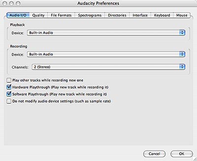 Audacity Preferences